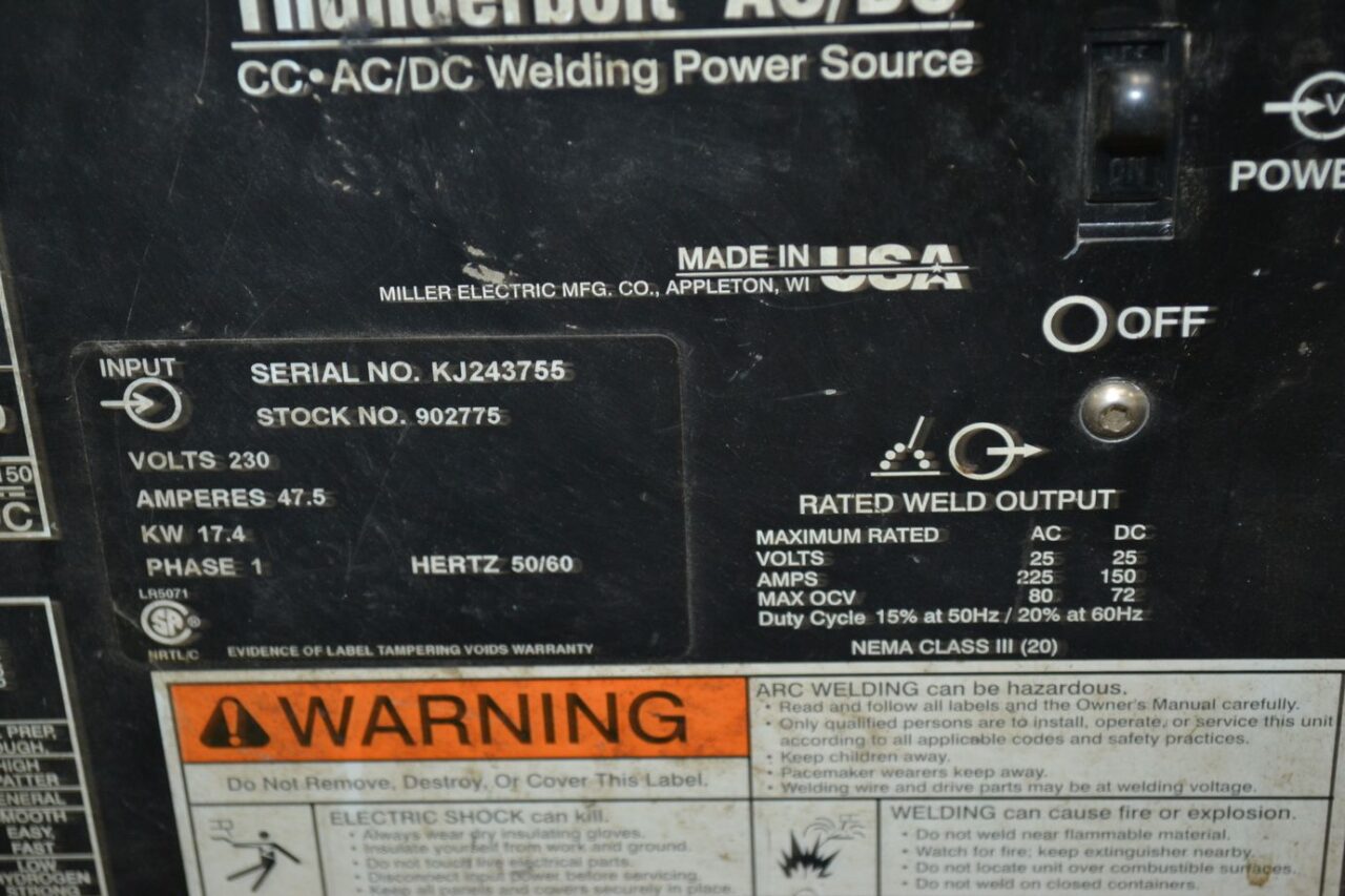 Miller Thunderbolt AC/DC Arc Welder - The Equipment Hub