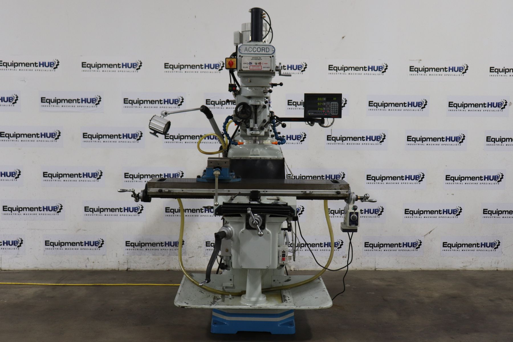 Accord AM3VVV 10" x 54" Variable Speed Vertical Milling Machine, Newall 3-Axis DRO, Power Feed