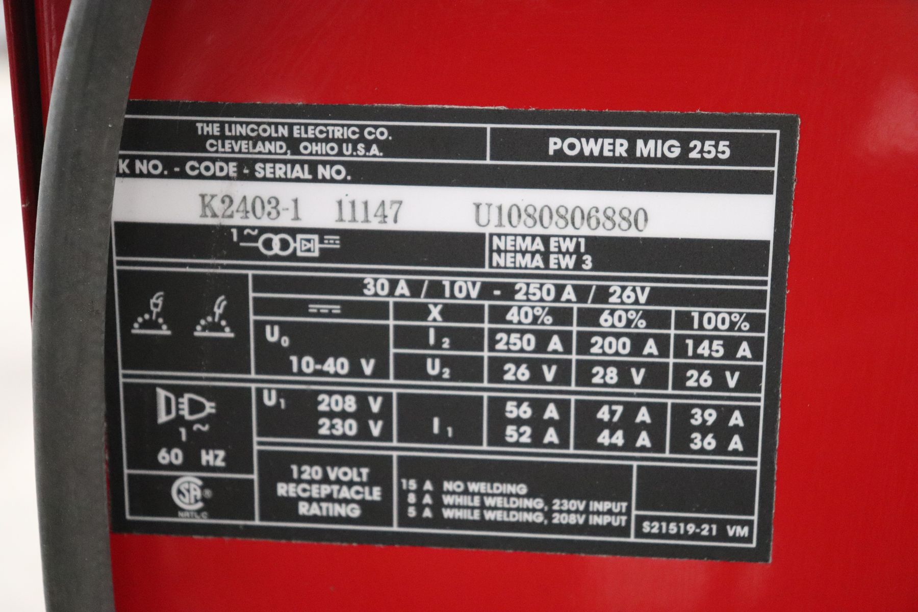 Lincoln Electric Power Mig 350MP MultiProcess Welder w/ Python Push