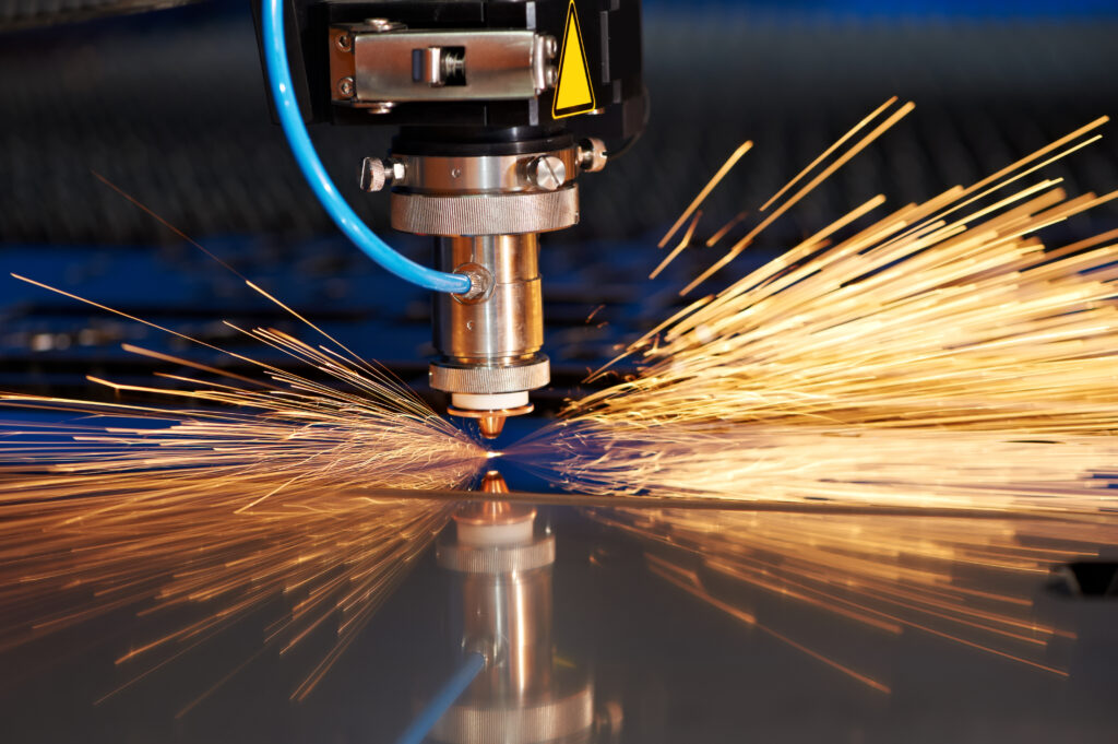 Laser cutting machine tool in use