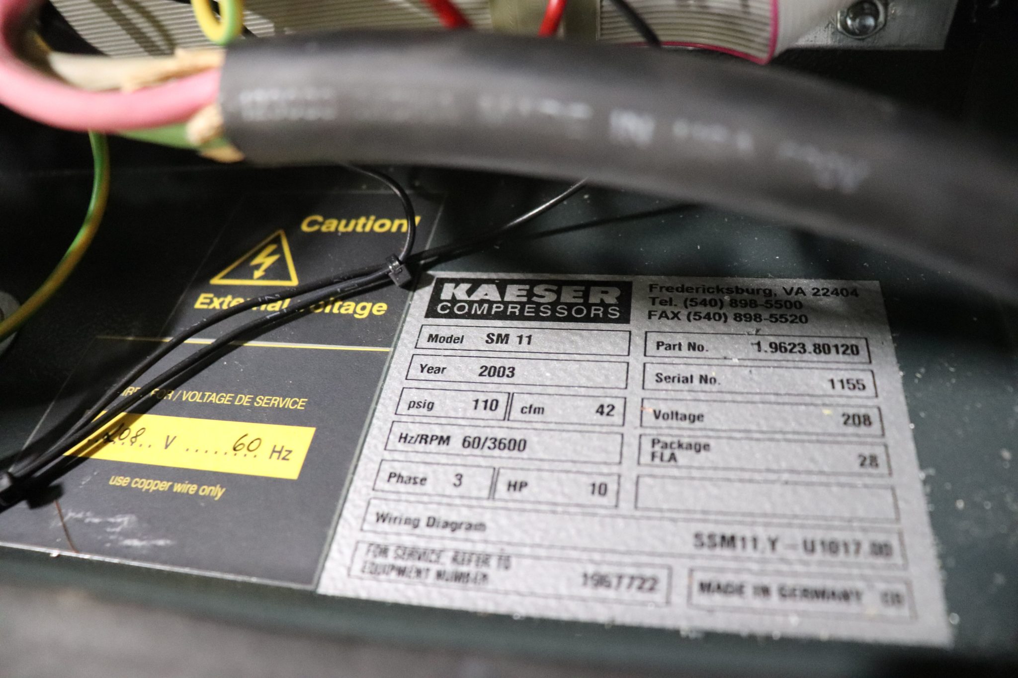 Kaeser SM11 10HP Rotary Screw Air Compressor w/ TA11 Air Dryer, Tank