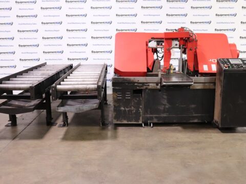 Amada HFA400W 16" x 16" Automatic Horizontal Band Saw w/ 10' Roller Conveyors