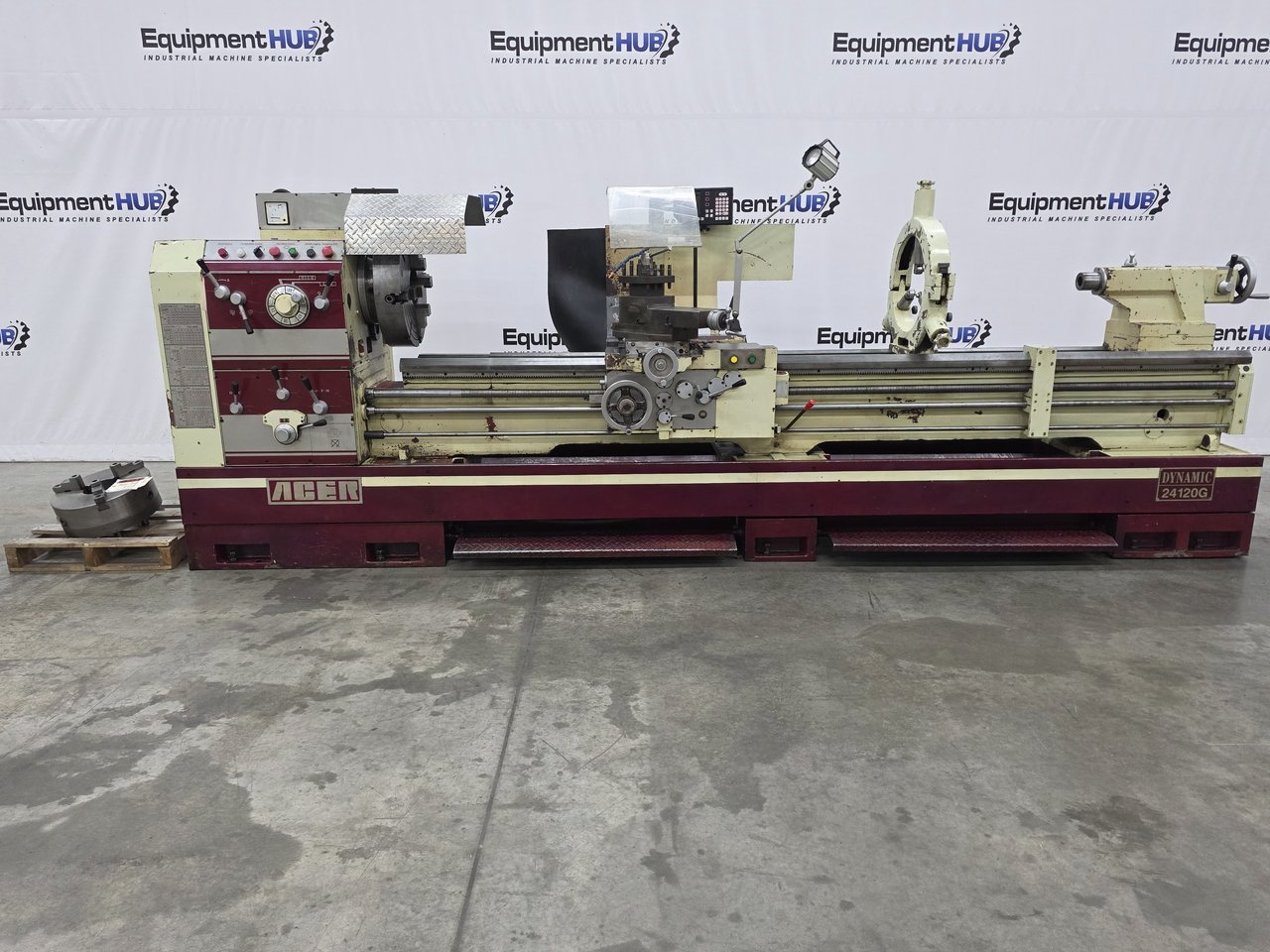 Acer Dynamic-24120G 24" x 120" Gap Bed Engine Lathe w/ Newall NMS300 DRO