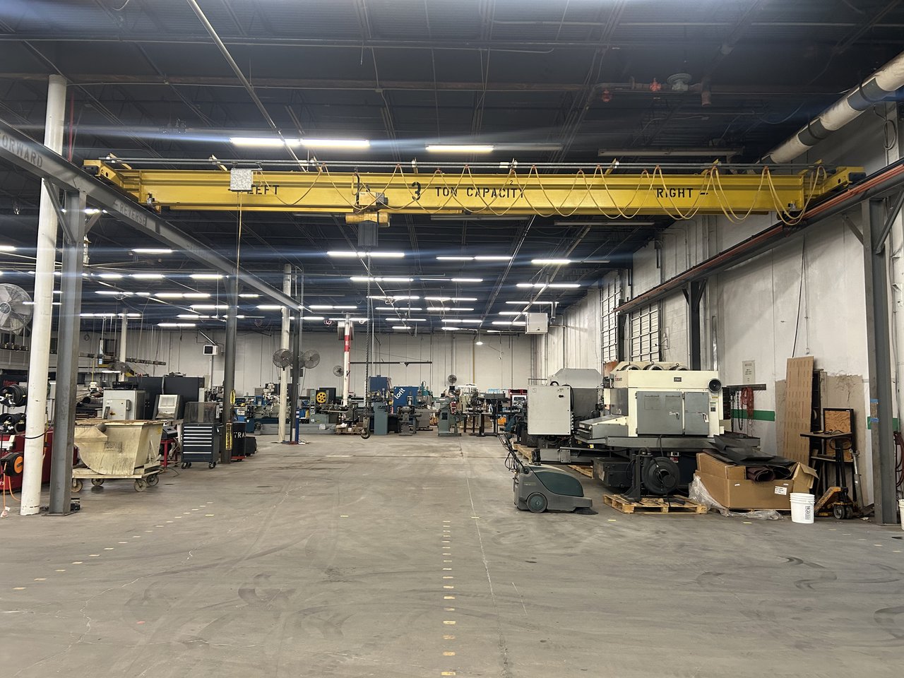 Shaw-Box 36' x 68' 3 Ton Top Running Single Girder Bridge Crane